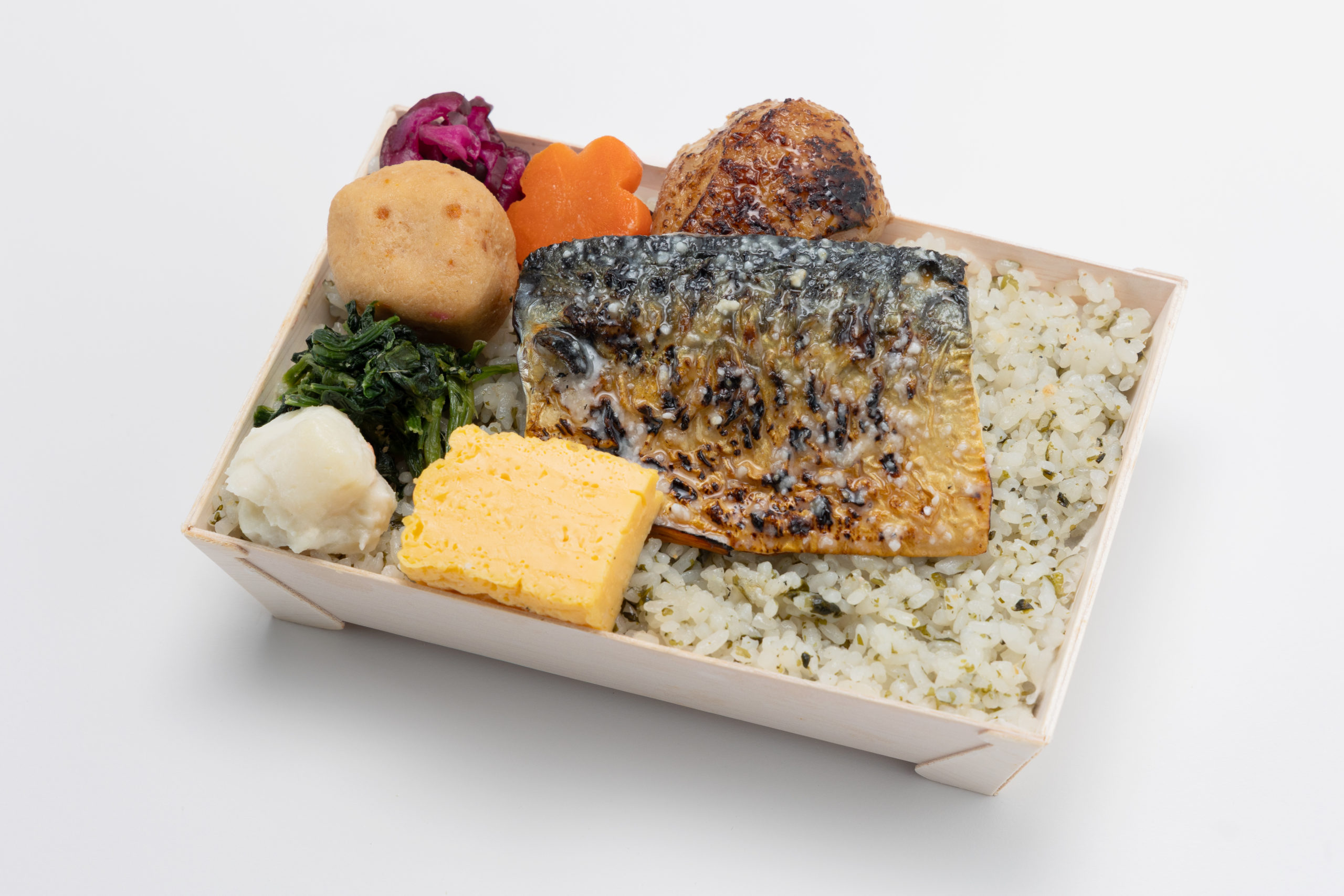 脂のり抜群 トロサバ塩麴漬け込み焼き重　~青海苔と出汁の炊き込みご飯~